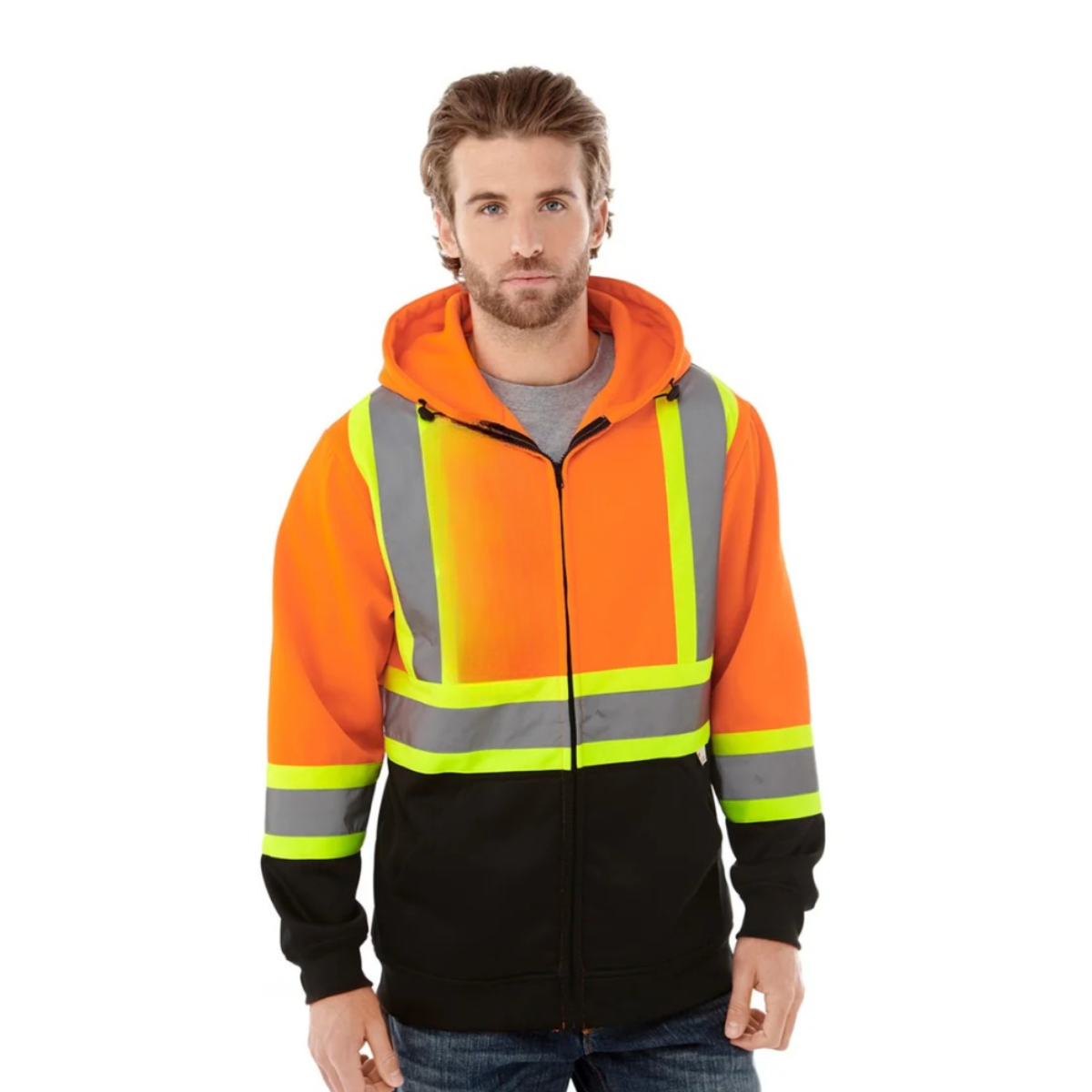 Hi-Vis - Hi-Vis Full Zip Hooded Sweatshirt