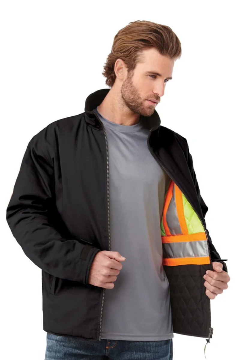 Hi-Vis - Cotton Canvas Reversible to Polyester Hi-Vis Insulated Jacket